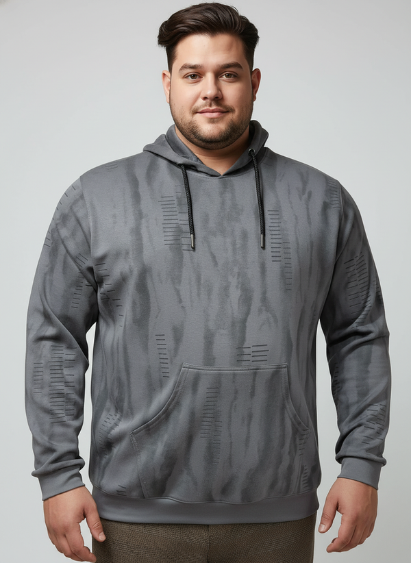 Plus Size Casual Tie-Dye Hoodie for Men Soft Cotton Blend Fabric Full Sleeve Pullover with Kangaroo Pocket Comfortable Everyday Wear