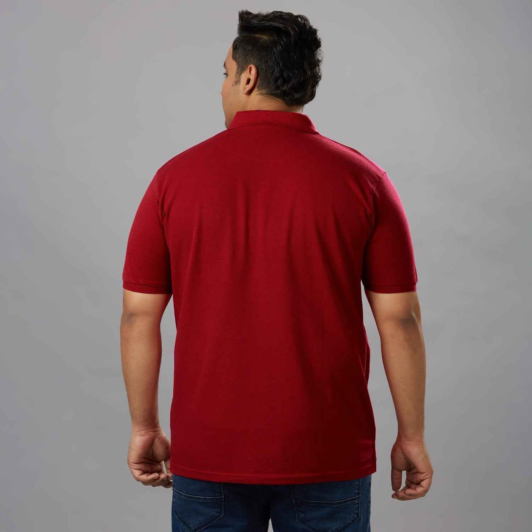 Plus Size Solid Chillipepper Polo T-shirt With Pocket