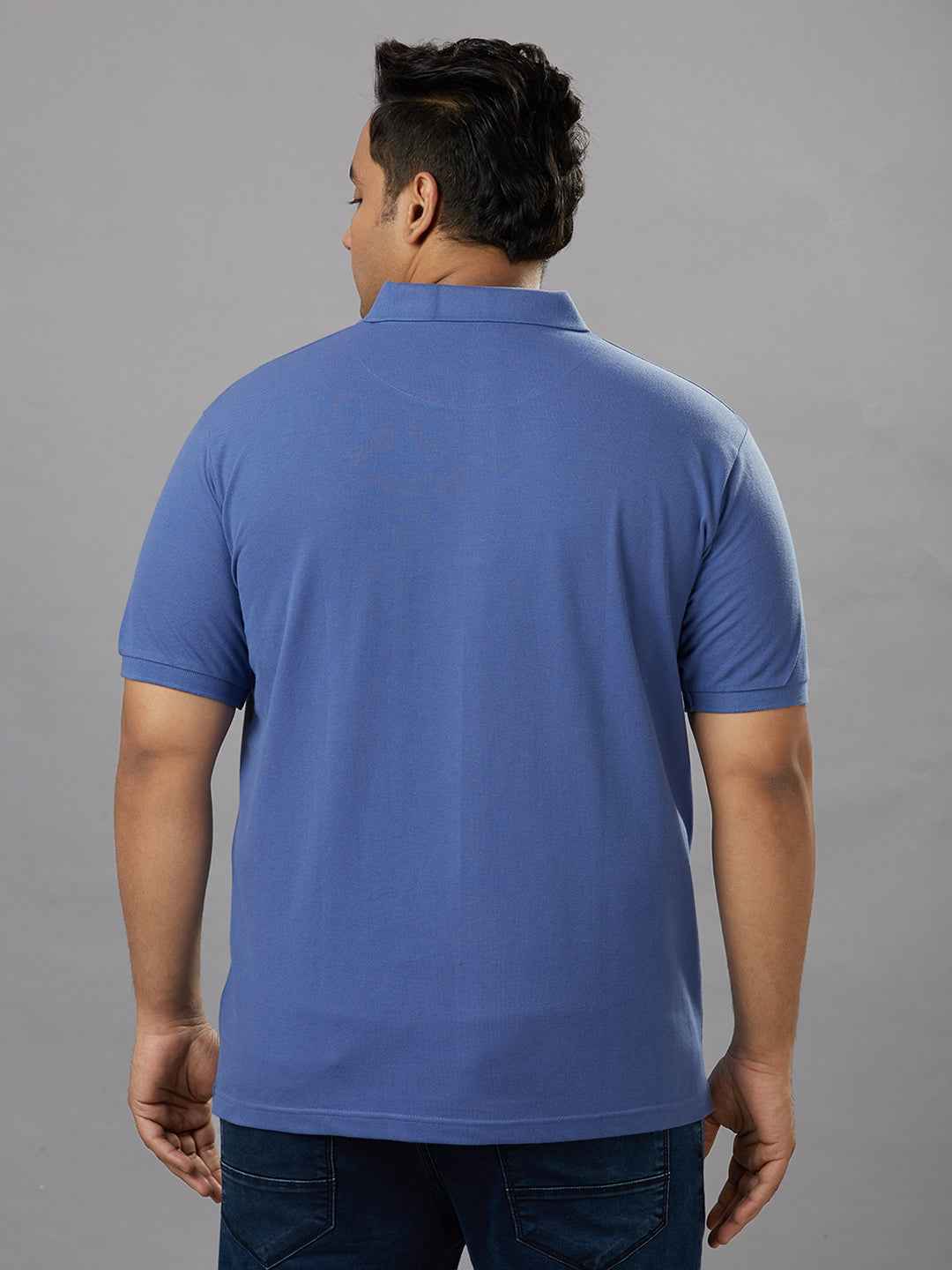 Plus Size Solid Lavender Polo T-shirt With Pocket