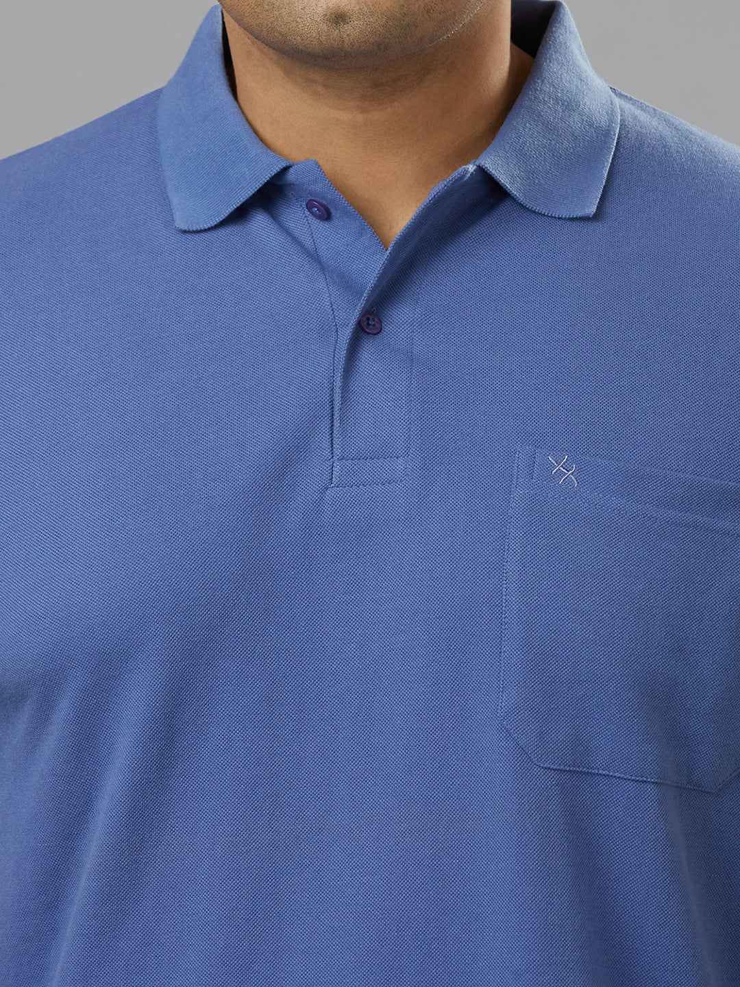 Plus Size Solid Lavender Polo T-shirt With Pocket