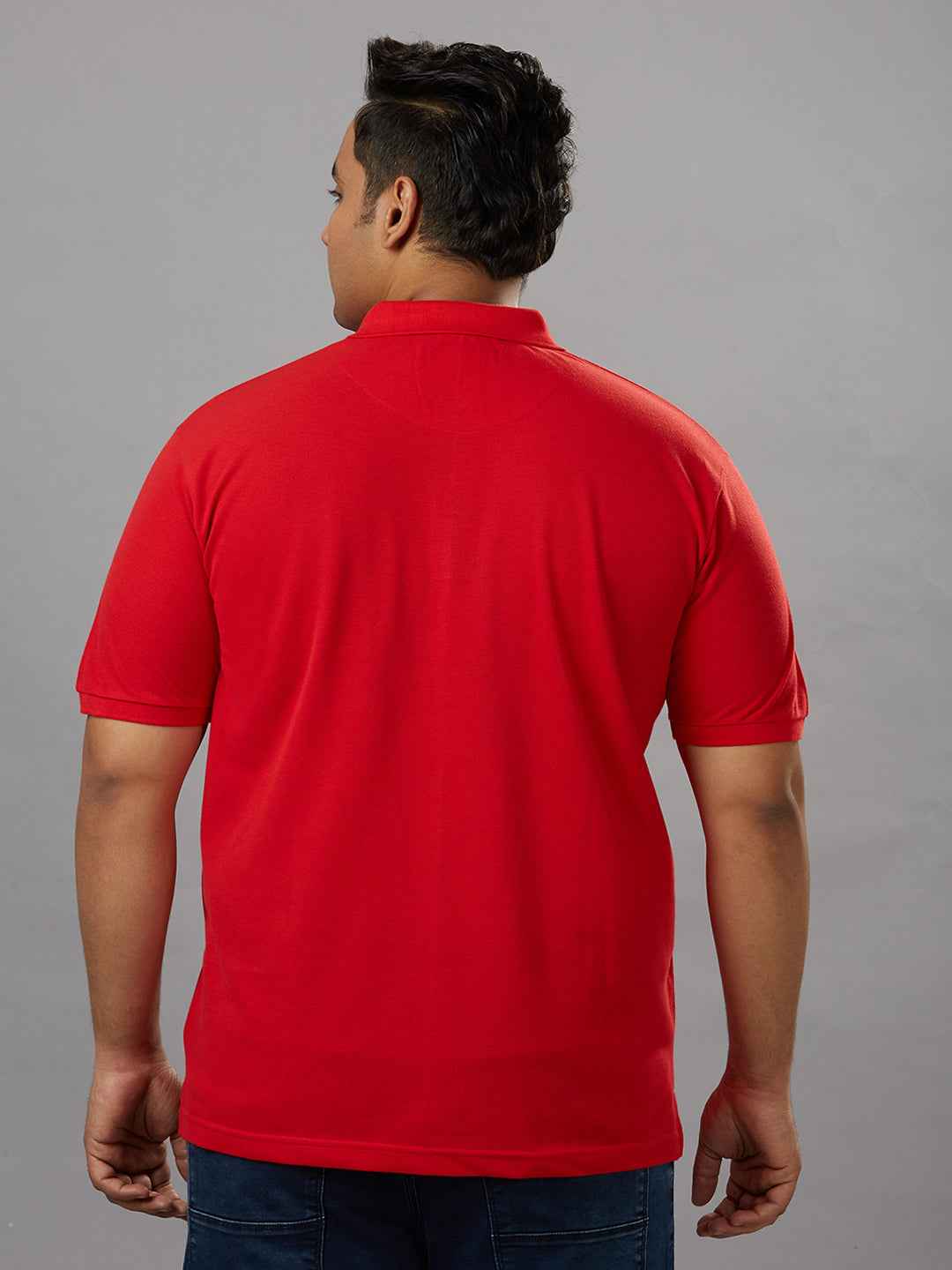 Plus Size Solid Red Polo T-shirt With Pocket