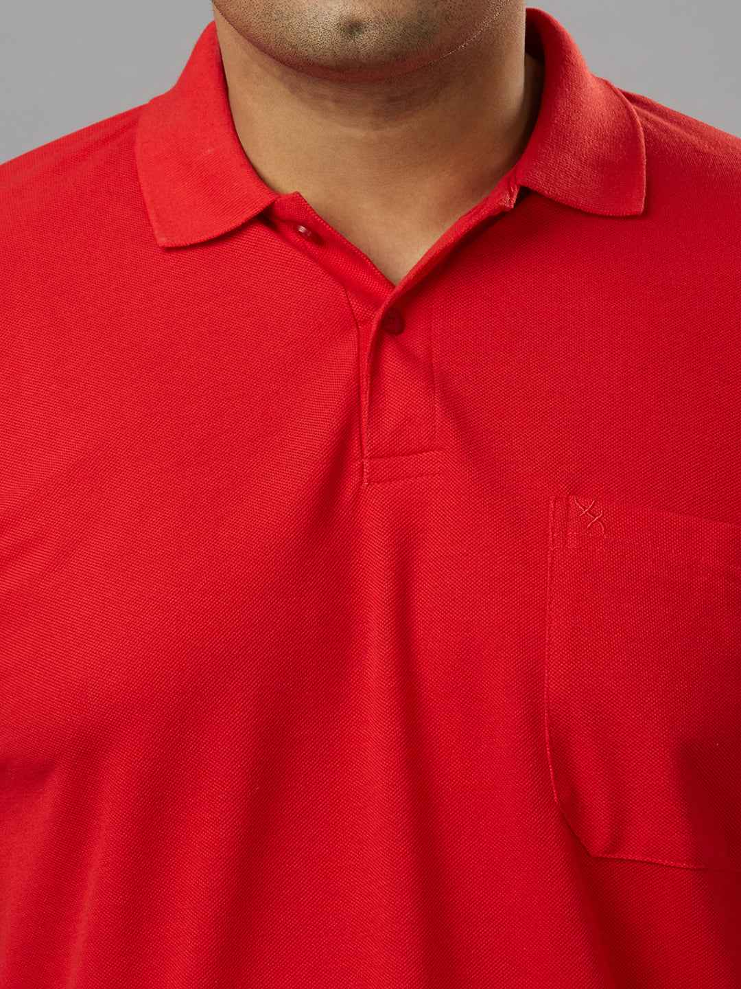 Plus Size Solid Red Polo T-shirt With Pocket