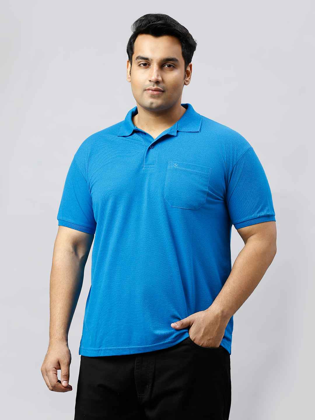 Plus Size Solid Riviera Polo T-shirt With Pocket