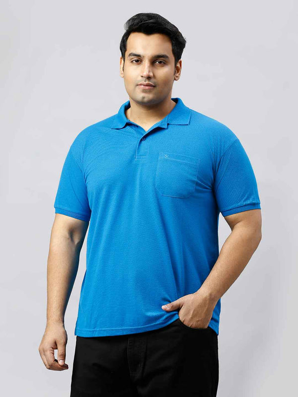 Plus Size Solid Riviera Polo T-shirt With Pocket