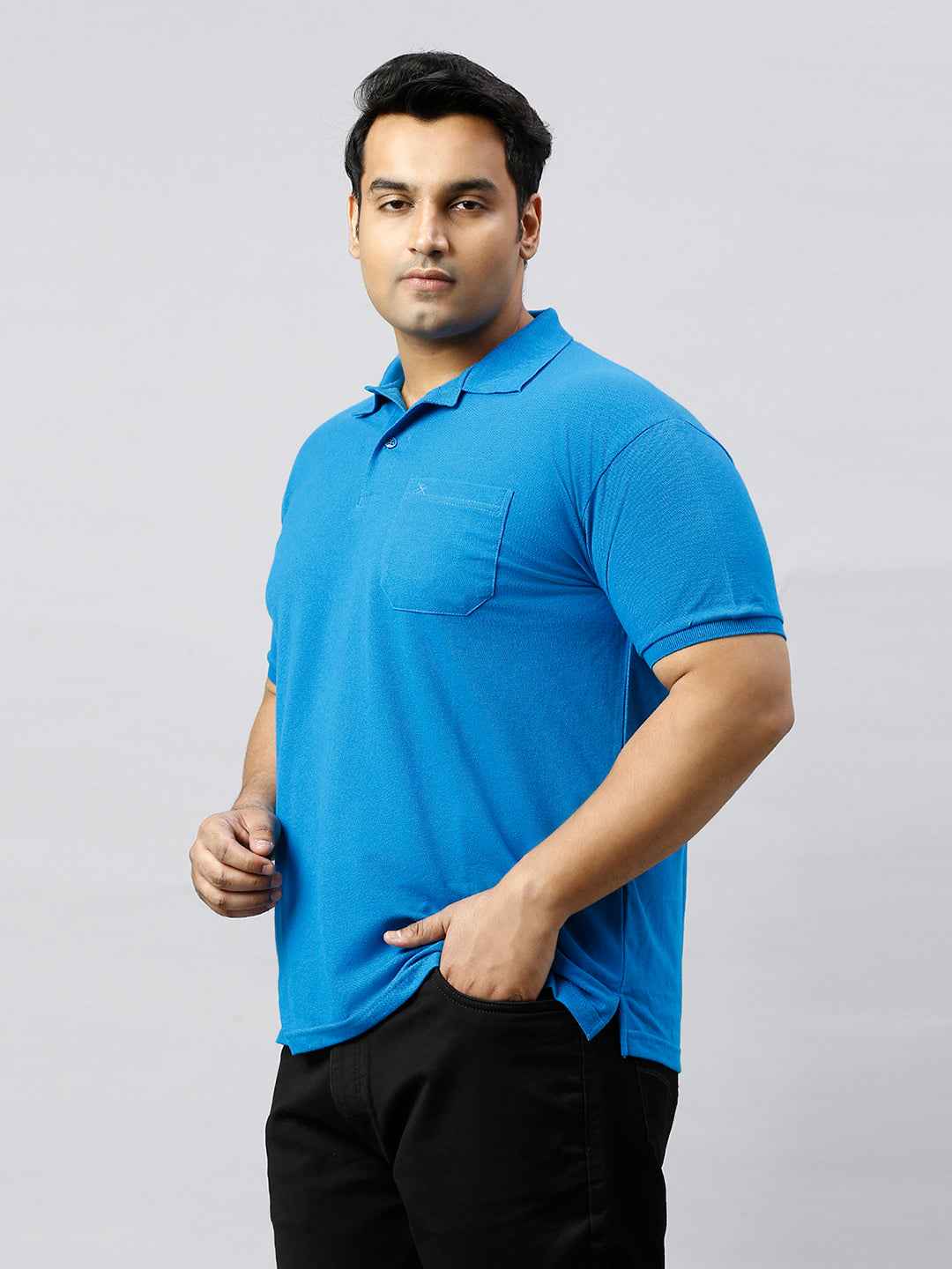 Plus Size Solid Riviera Polo T-shirt With Pocket
