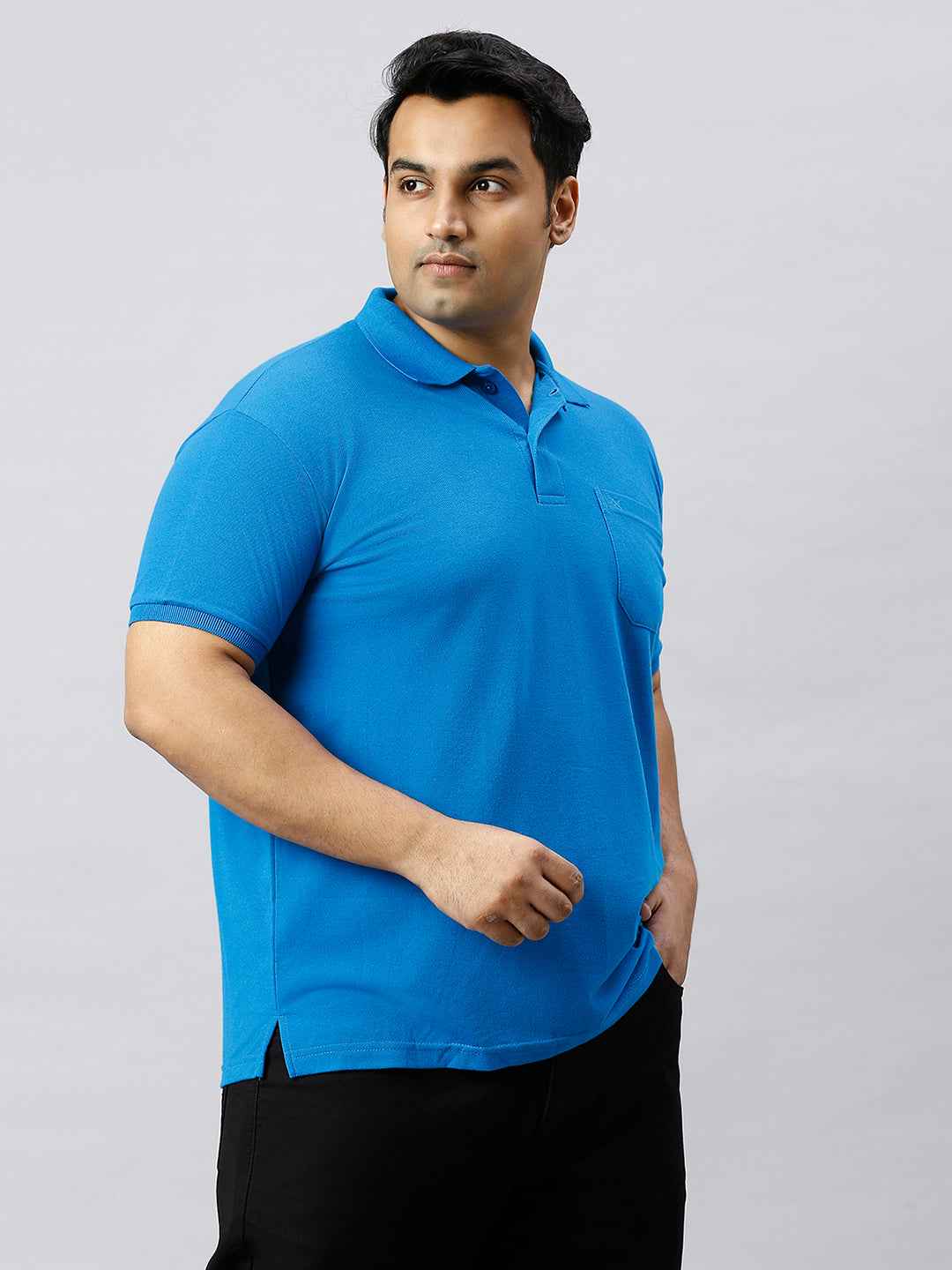 Plus Size Solid Riviera Polo T-shirt With Pocket