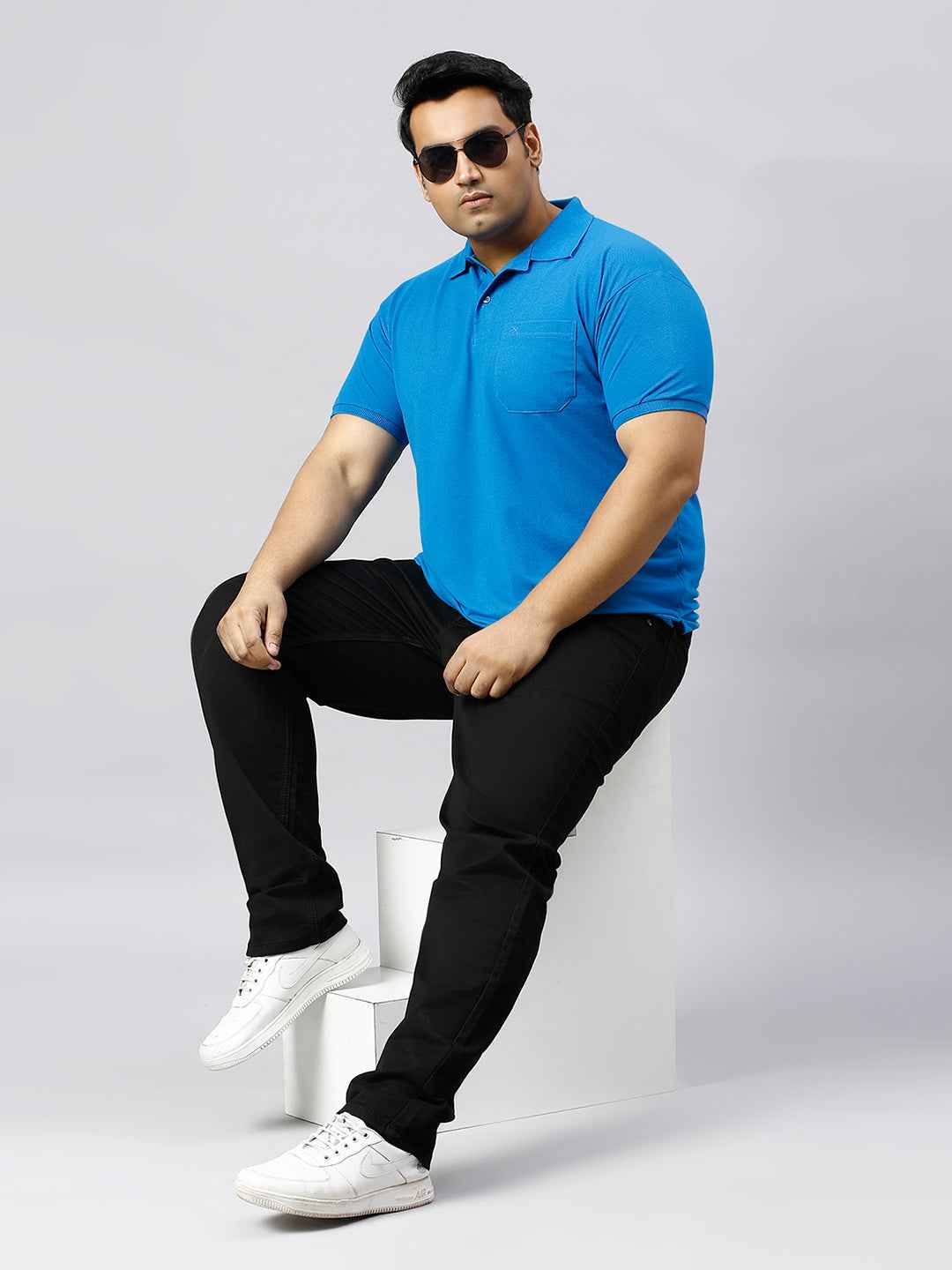 Plus Size Solid Riviera Polo T-shirt With Pocket