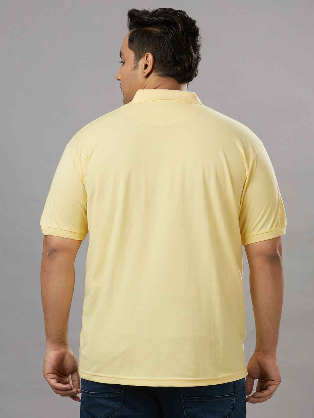 Plus Size Solid Lemon Polo T-shirt With Pocket