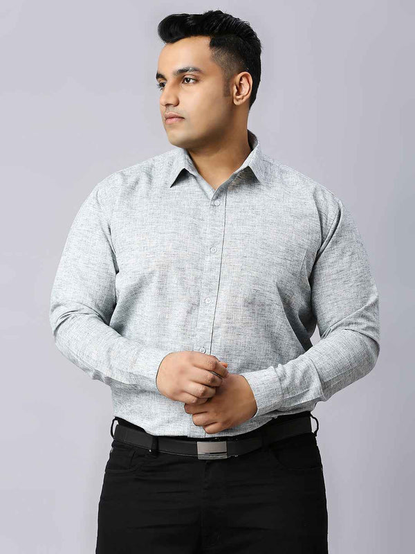 Men's Plus Size Solid Cotton Linen Green Shirt