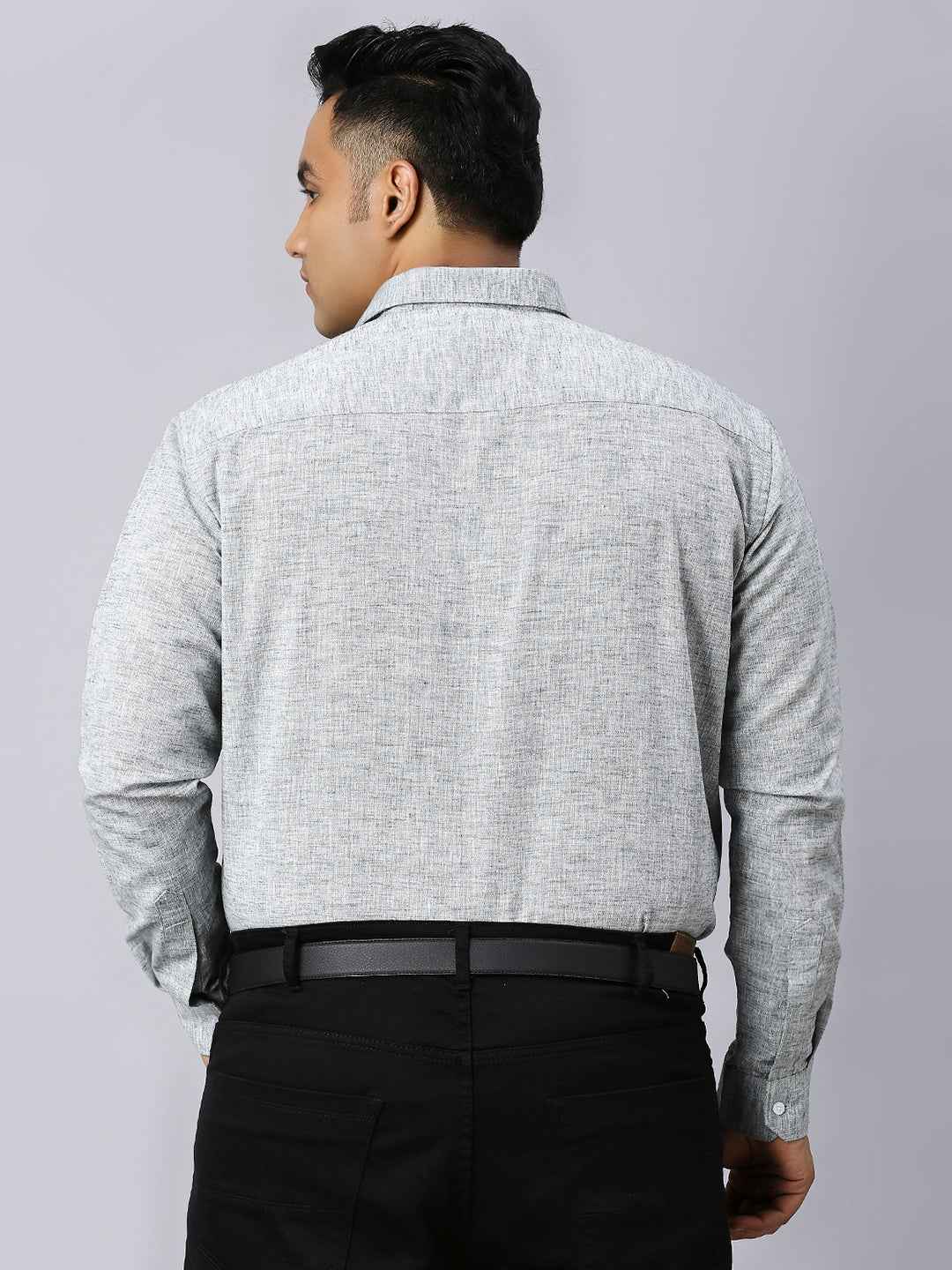 Men's Plus Size Solid Cotton Linen Green Shirt