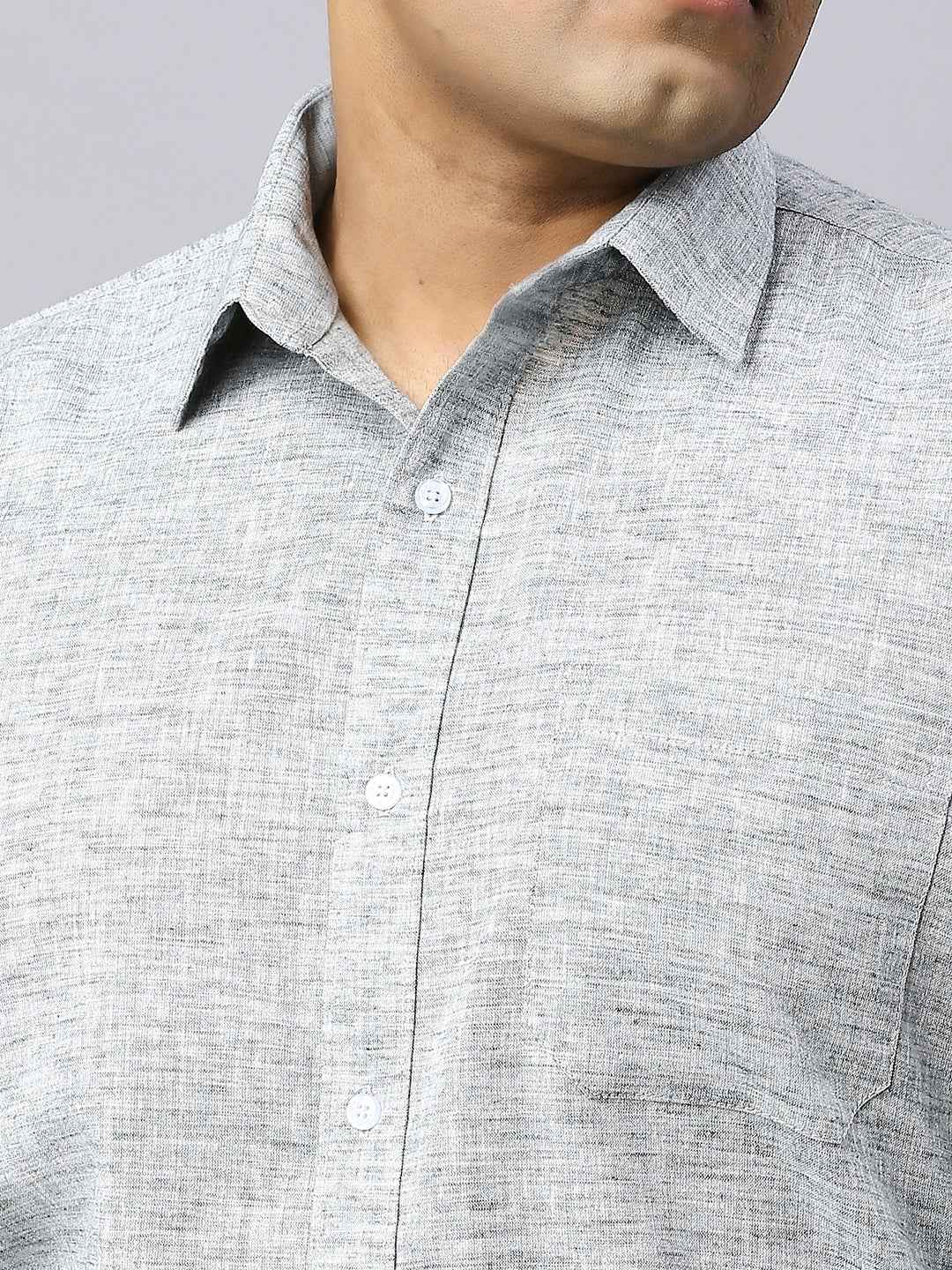 Men's Plus Size Solid Cotton Linen Green Shirt