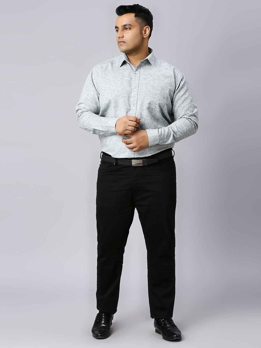 Men's Plus Size Solid Cotton Linen Green Shirt