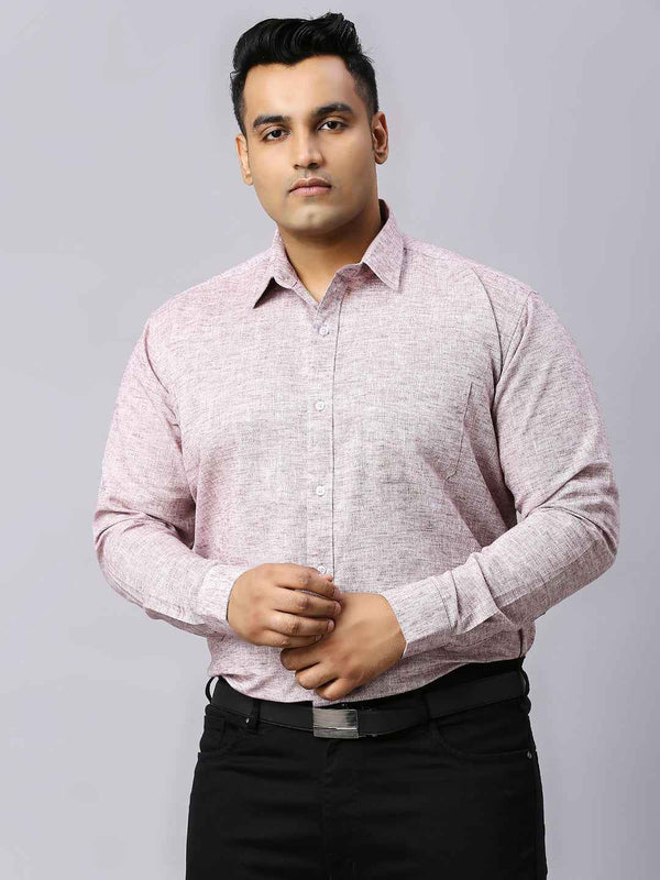 Men's Plus Size Solid Cotton Linen Plum Shirt