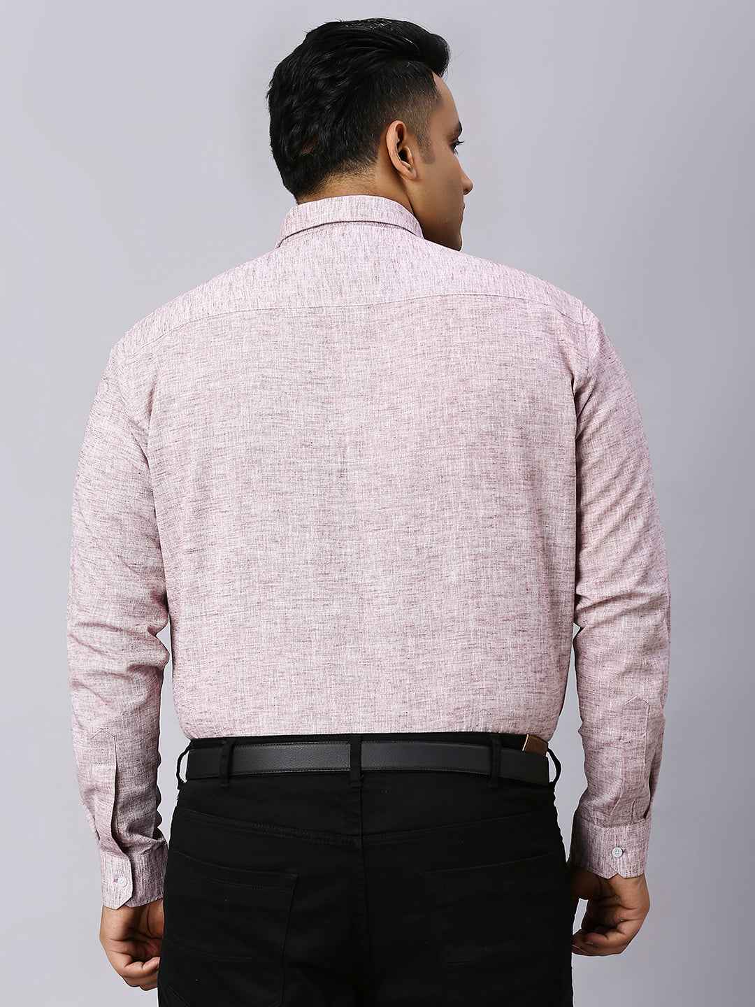 Men's Plus Size Solid Cotton Linen Plum Shirt