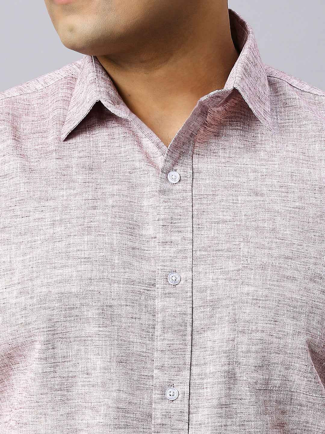Men's Plus Size Solid Cotton Linen Plum Shirt