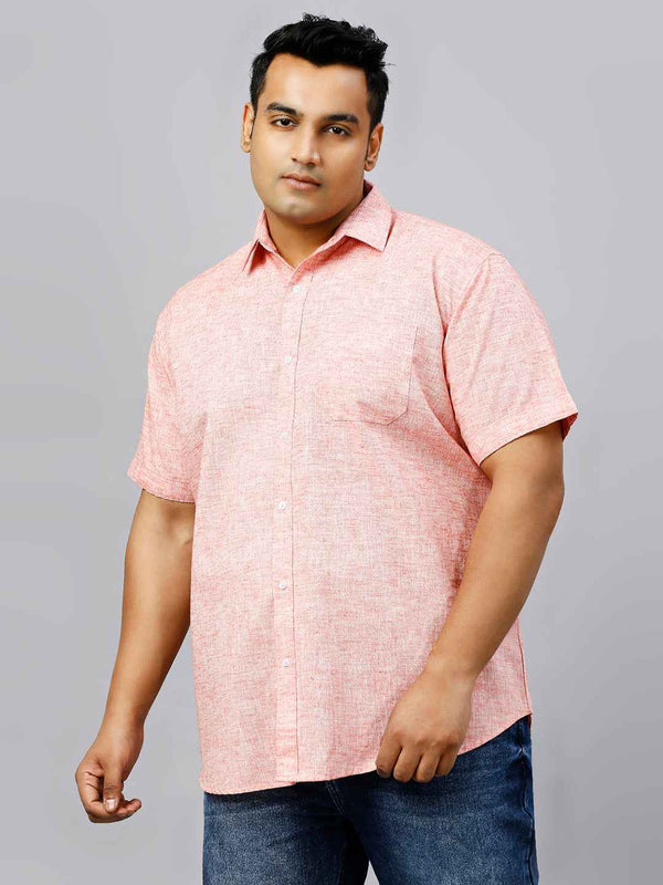 Men's Plus Size Solid Cotton Linen Red Shirt
