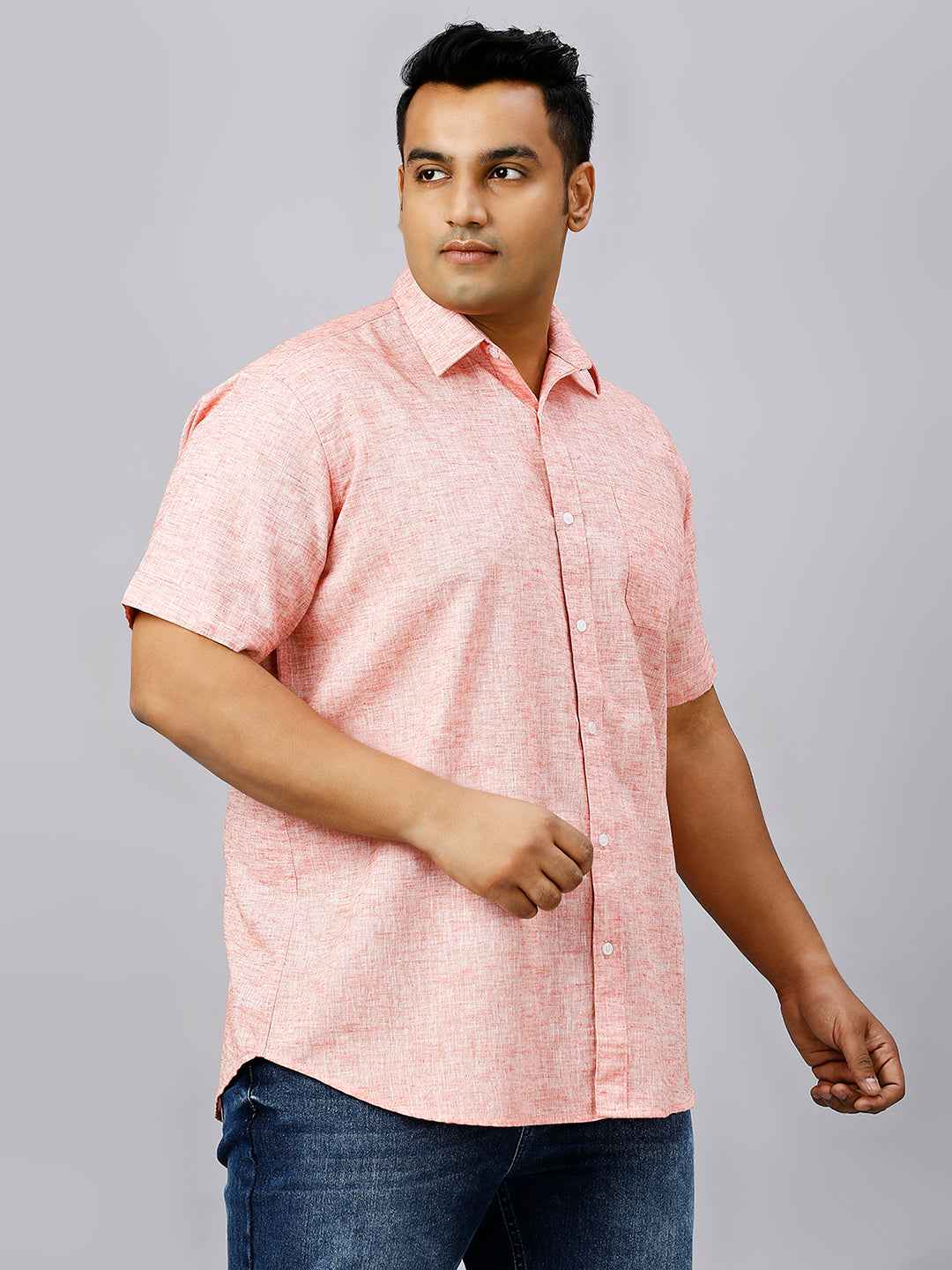 Men's Plus Size Solid Cotton Linen Red Shirt