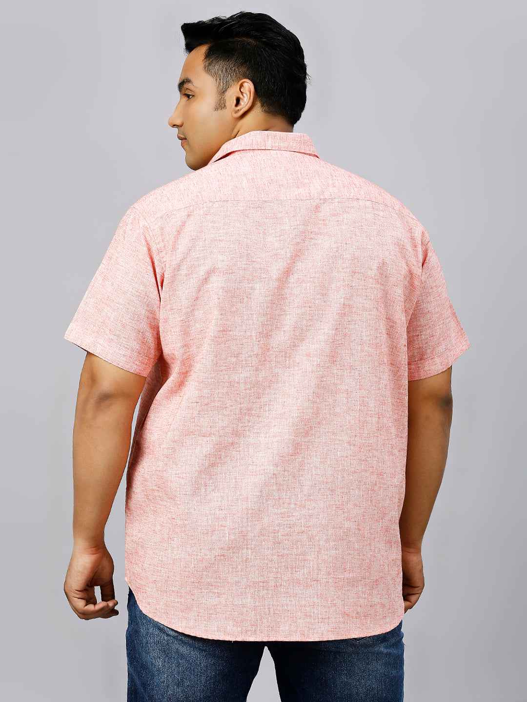 Men's Plus Size Solid Cotton Linen Red Shirt