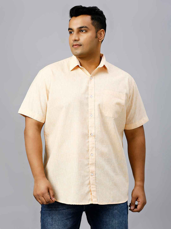 Men's Plus Size Solid Cotton Linen Yellow Shirt