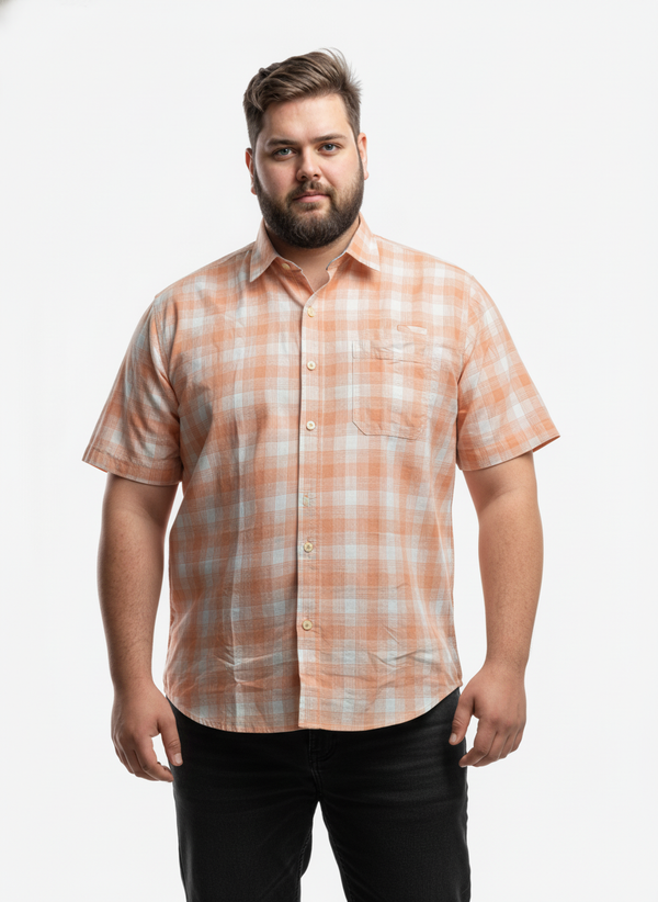 Men’s Plus Size Cotton-Blend Checkered Casual Shirt – Soft, Breathable & Stylish Everyday Wear