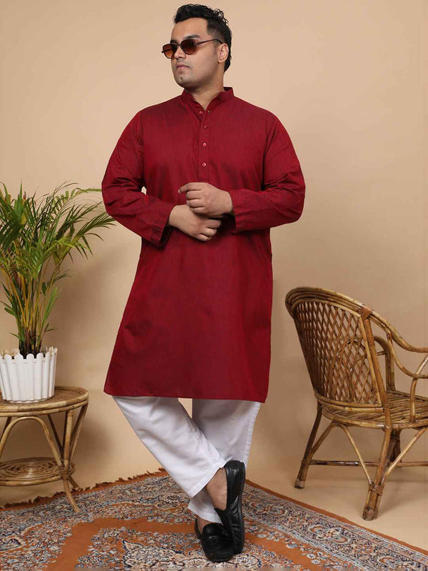 Elegant Linen Texture Kurta for Men – Premium Plus Size Festive Collection