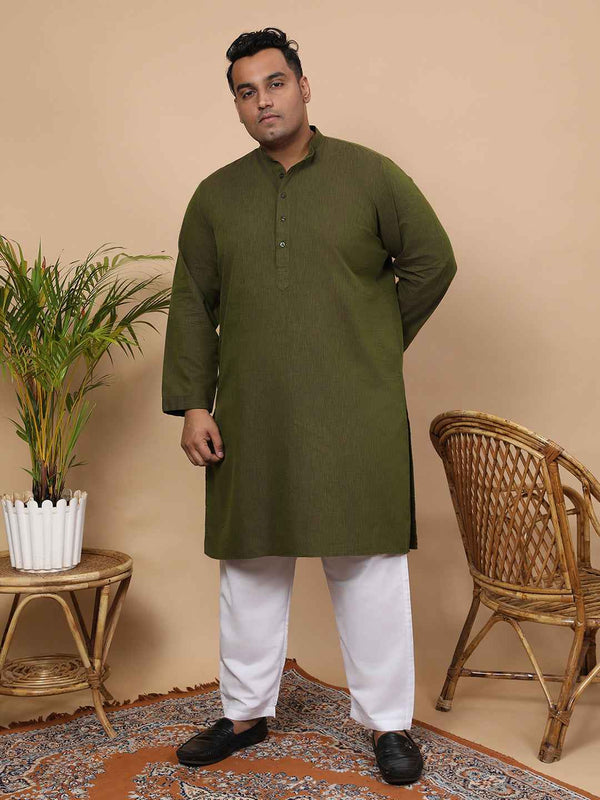 Elegant Linen Texture Kurta for Men – Premium Plus Size Festive Collection
