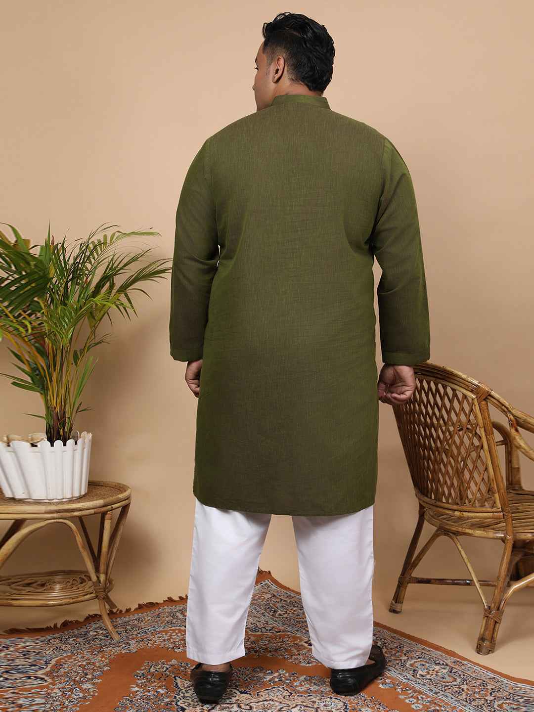 Elegant Linen Texture Kurta for Men – Premium Plus Size Festive Collection