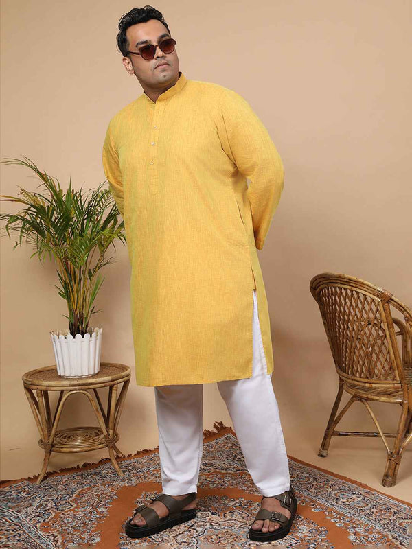 Elegant Linen Texture Kurta for Men – Premium Plus Size Festive Collection