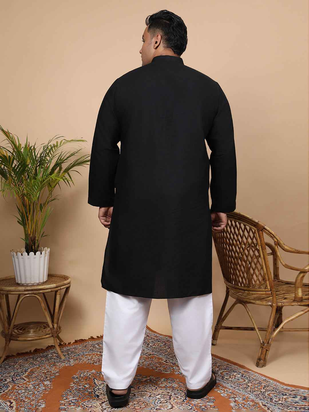 Elegant Linen Texture Kurta for Men – Premium Plus Size Festive Collection