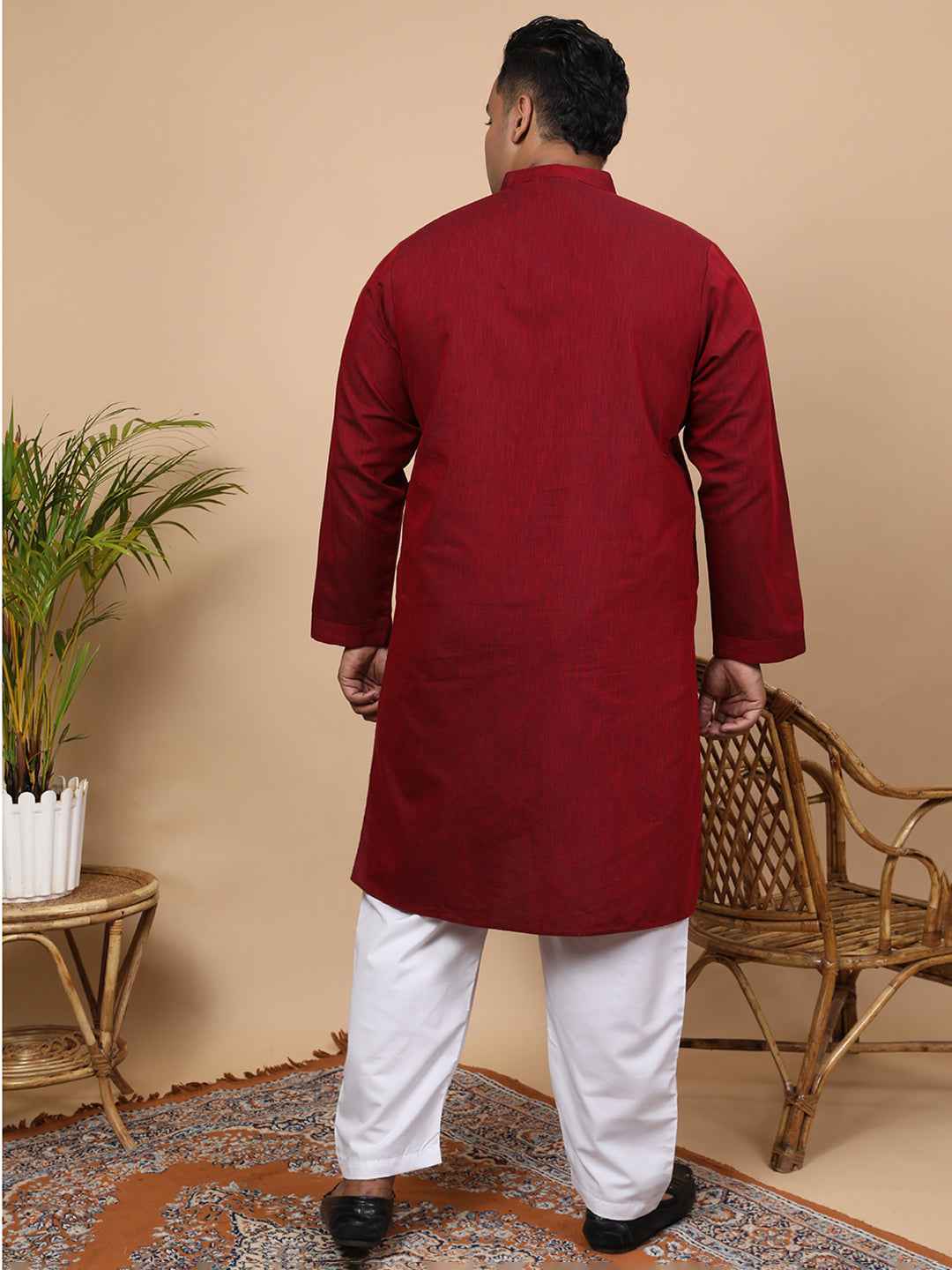 Elegant Linen Texture Kurta for Men – Premium Plus Size Festive Collection