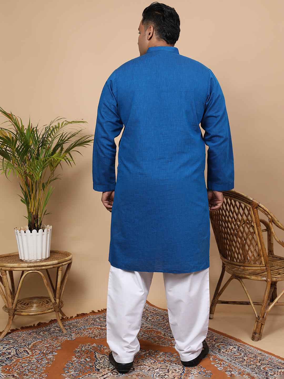 Elegant Linen Texture Kurta for Men – Premium Plus Size Festive Collection