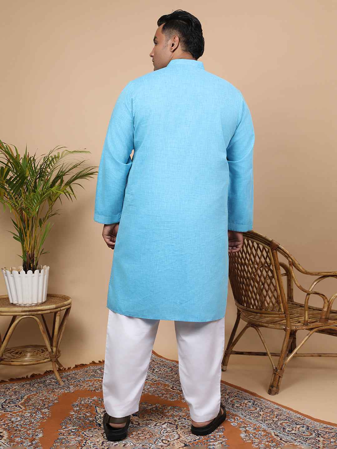 Elegant Linen Texture Kurta for Men – Premium Plus Size Festive Collection