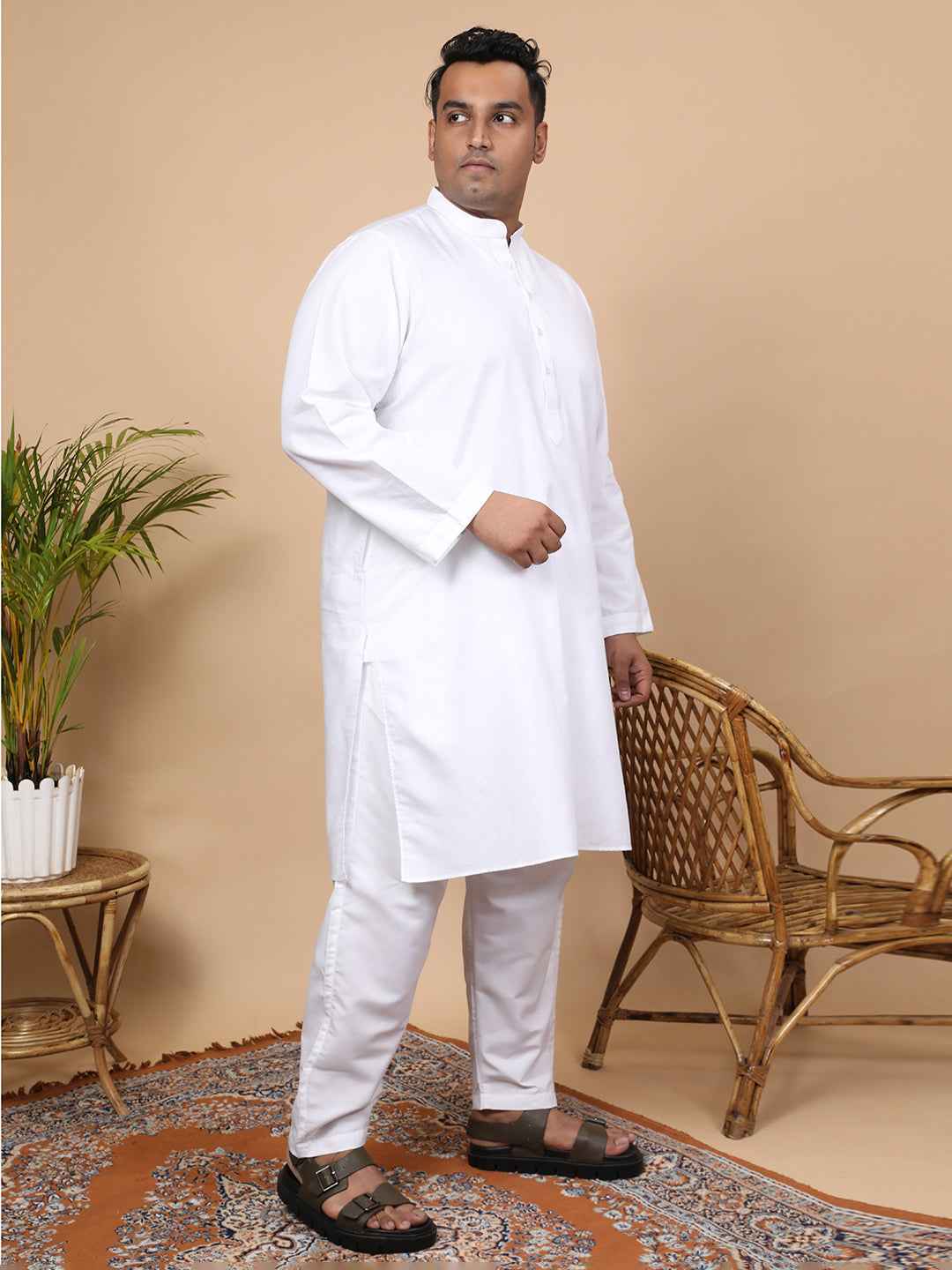 Elegant Linen Texture Kurta for Men – Premium Plus Size Festive Collection