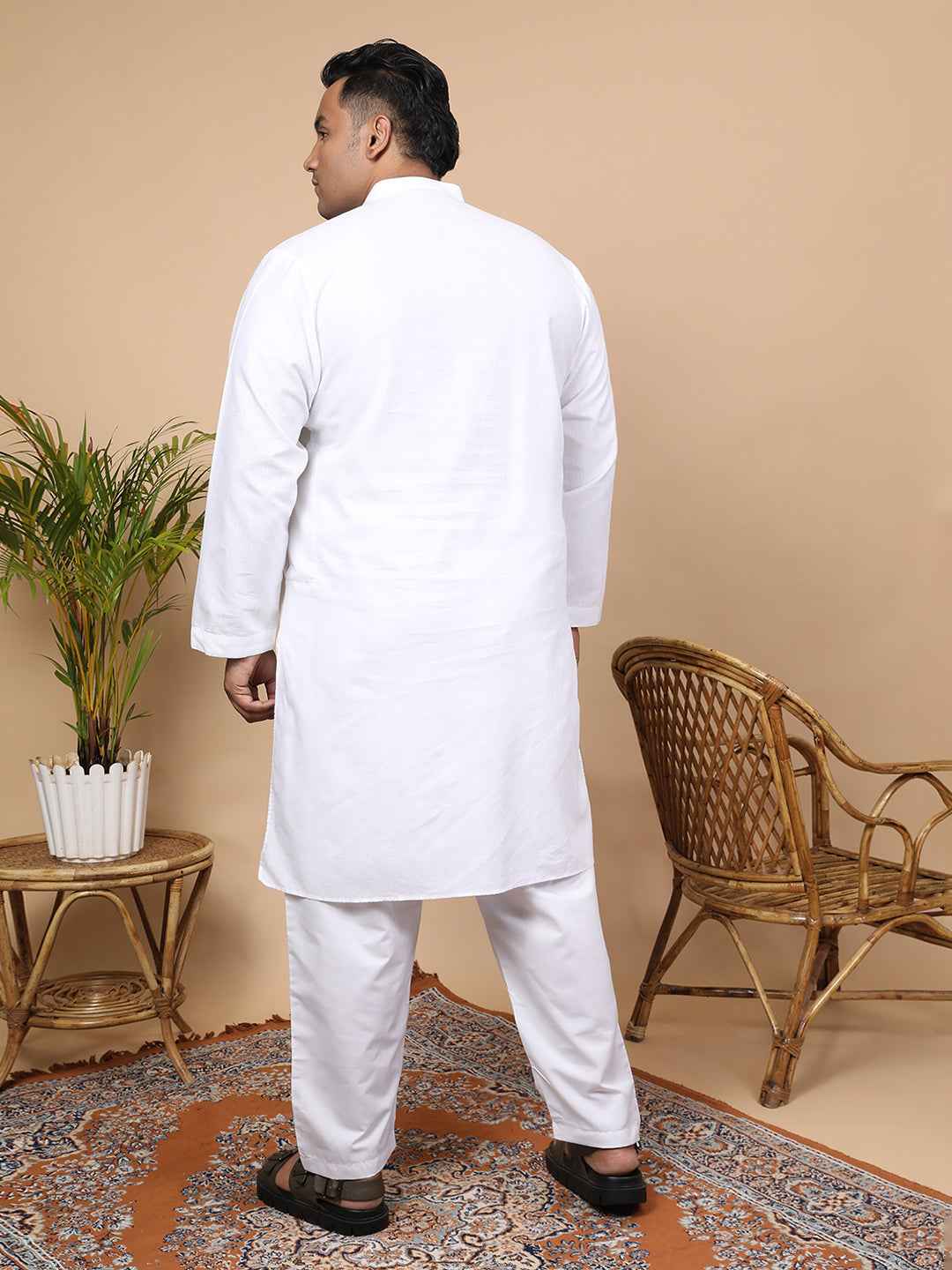 Elegant Linen Texture Kurta for Men – Premium Plus Size Festive Collection