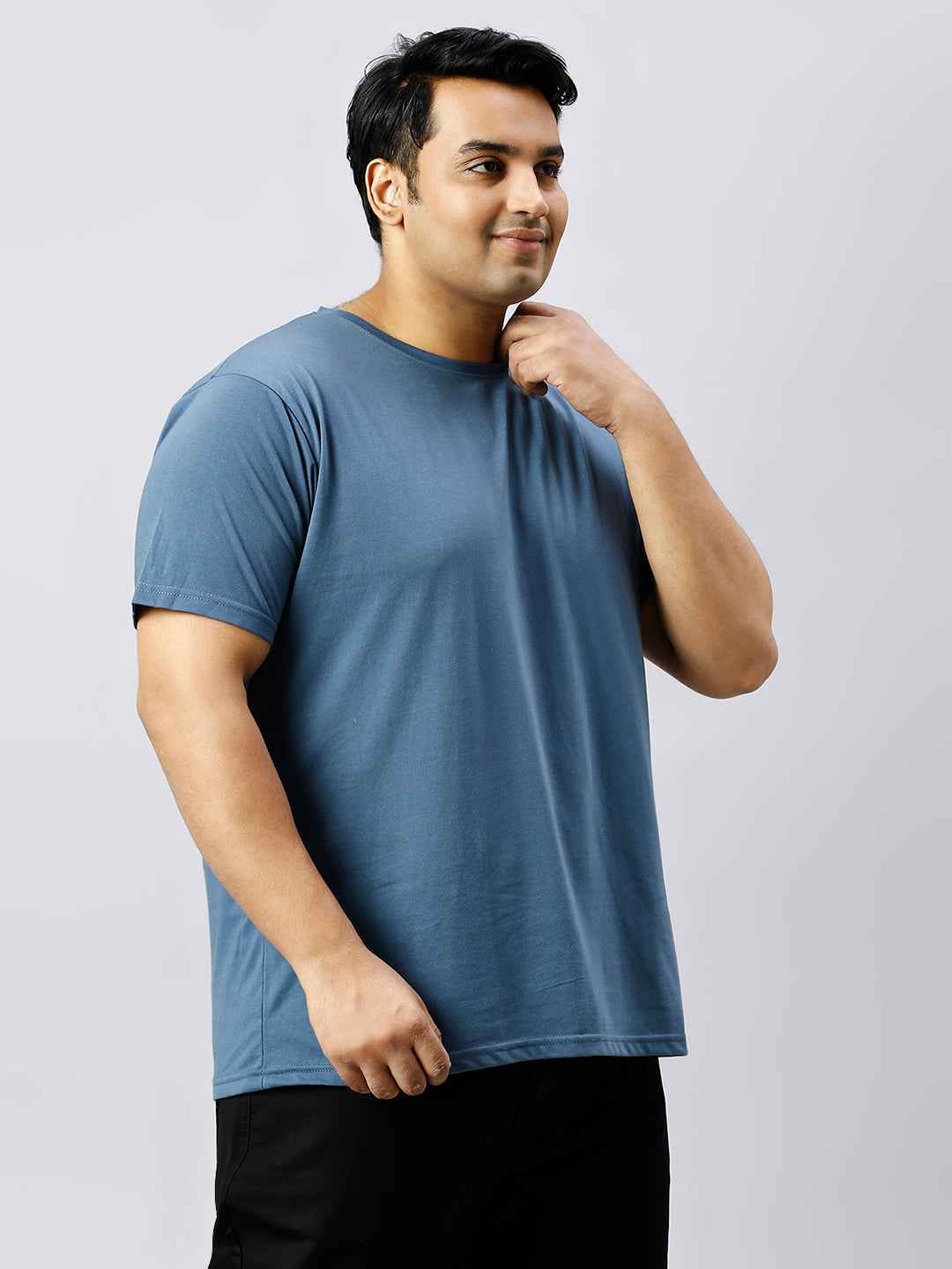 Men's Plus Size Solid Round Neck T-shirt Airforce