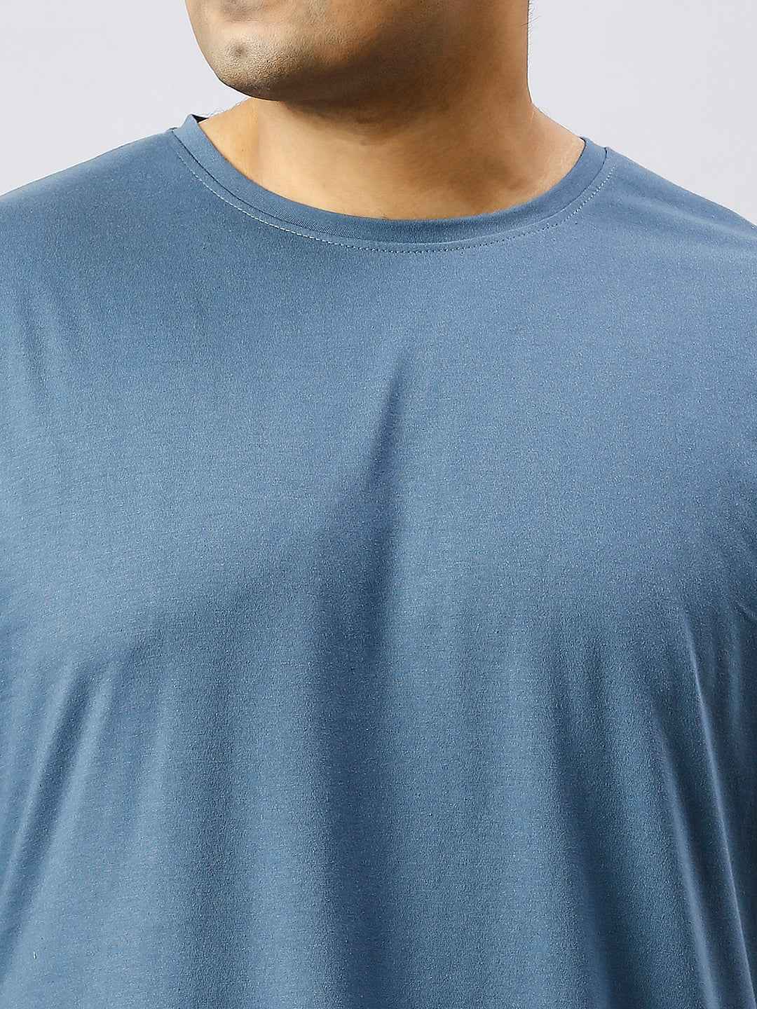 Men's Plus Size Solid Round Neck T-shirt Airforce