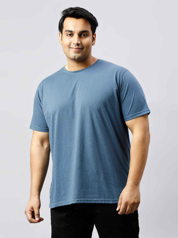 Men's Plus Size Solid Round Neck T-shirt Airforce