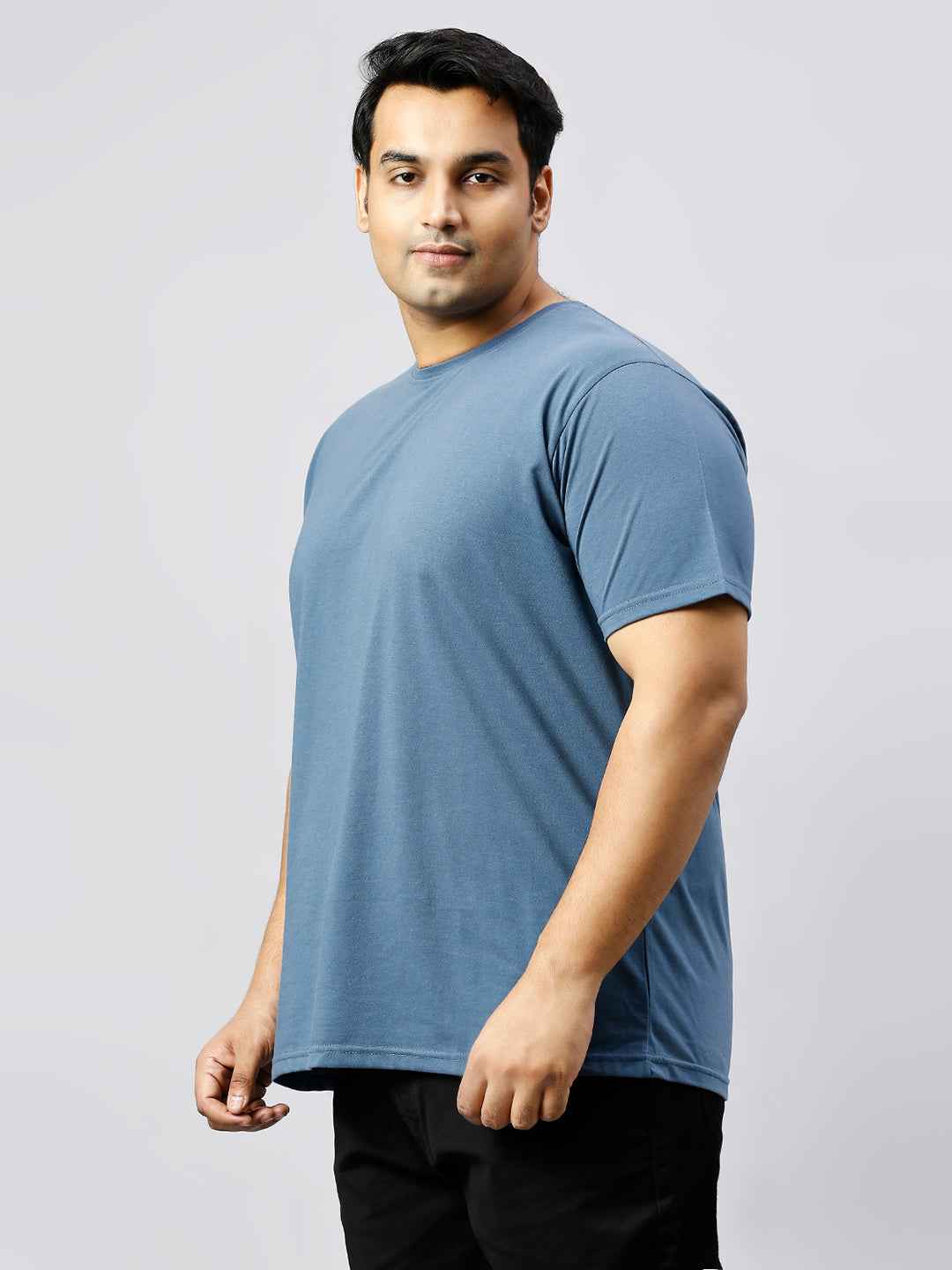 Men's Plus Size Solid Round Neck T-shirt Airforce