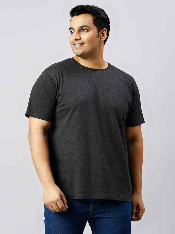 Men's Plus Size Solid Round Neck T-shirt Anthra