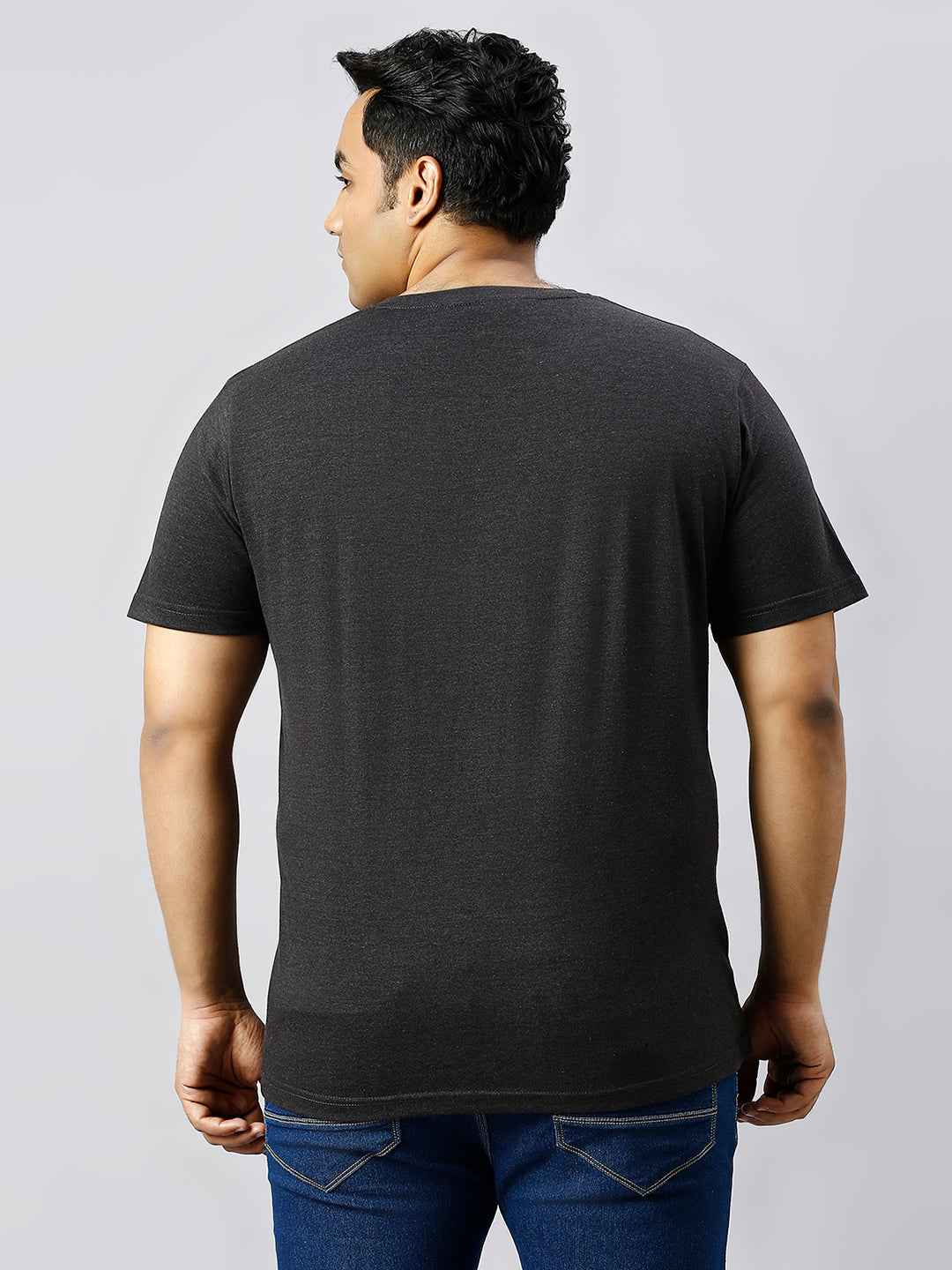 Men's Plus Size Solid Round Neck T-shirt Anthra