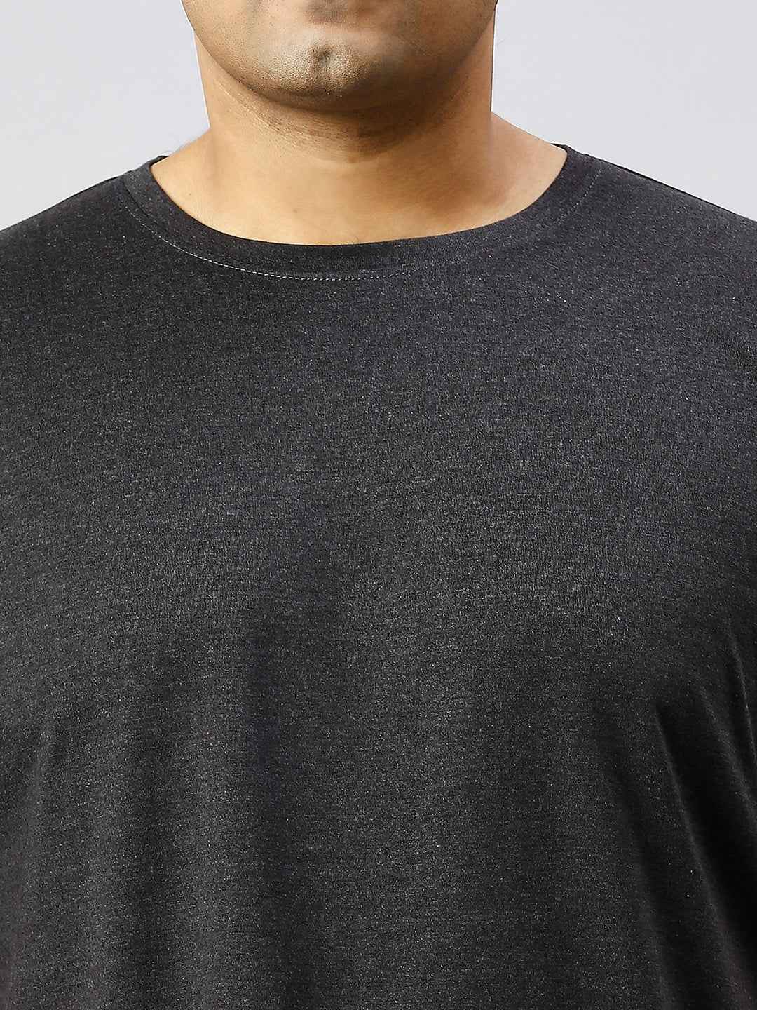 Men's Plus Size Solid Round Neck T-shirt Anthra