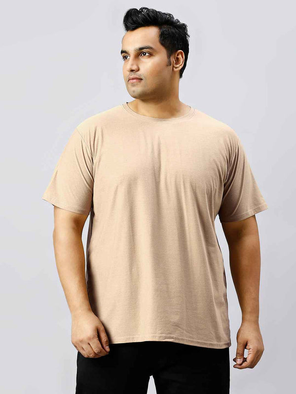 Men's Plus Size Solid Round Neck T-shirt Biscuit