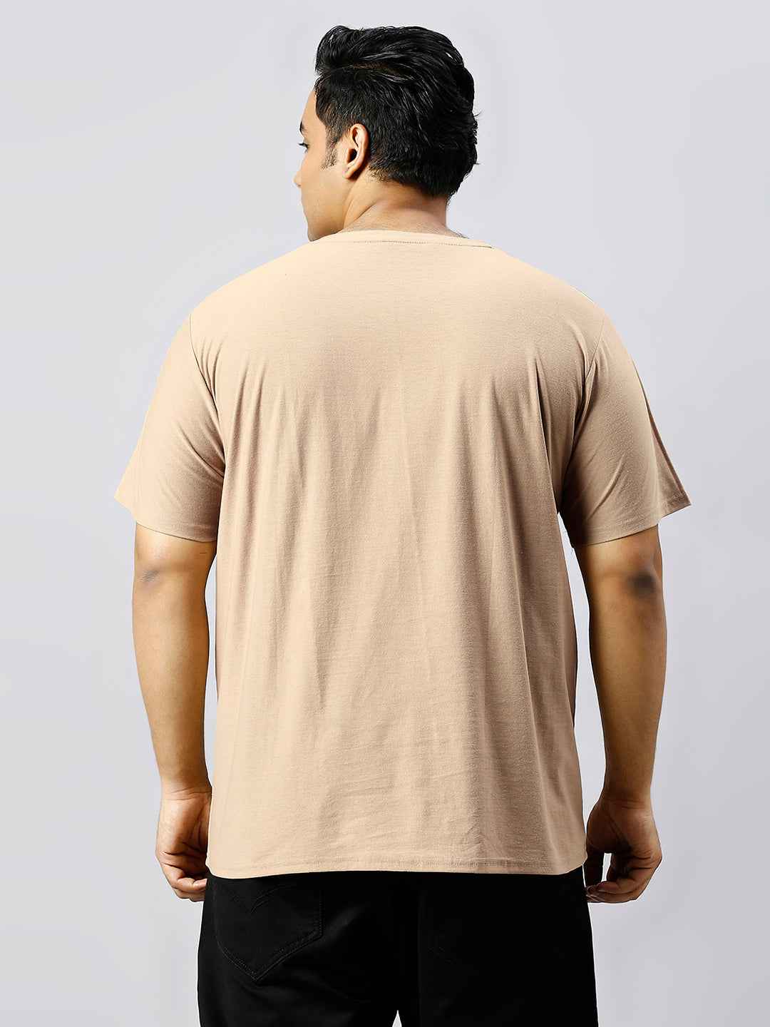 Men's Plus Size Solid Round Neck T-shirt Biscuit