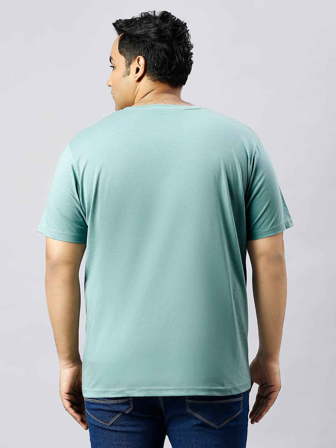 Men's Plus Size Solid Round Neck T-shirt-Green