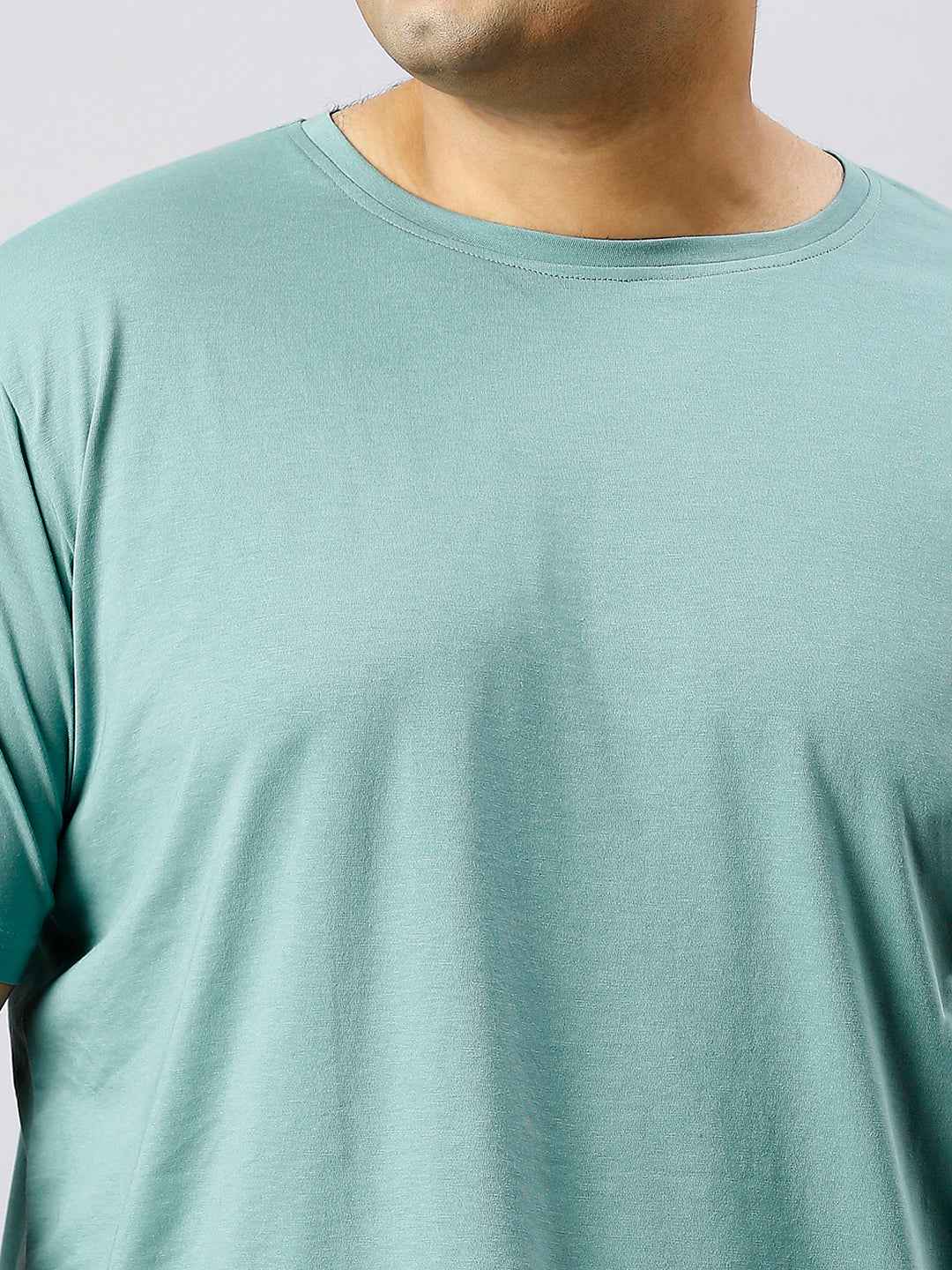 Men's Plus Size Solid Round Neck T-shirt-Green