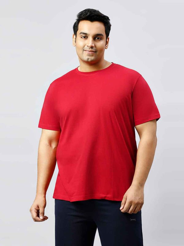 Men's Plus Size Solid Round Neck T-shirt Maroon