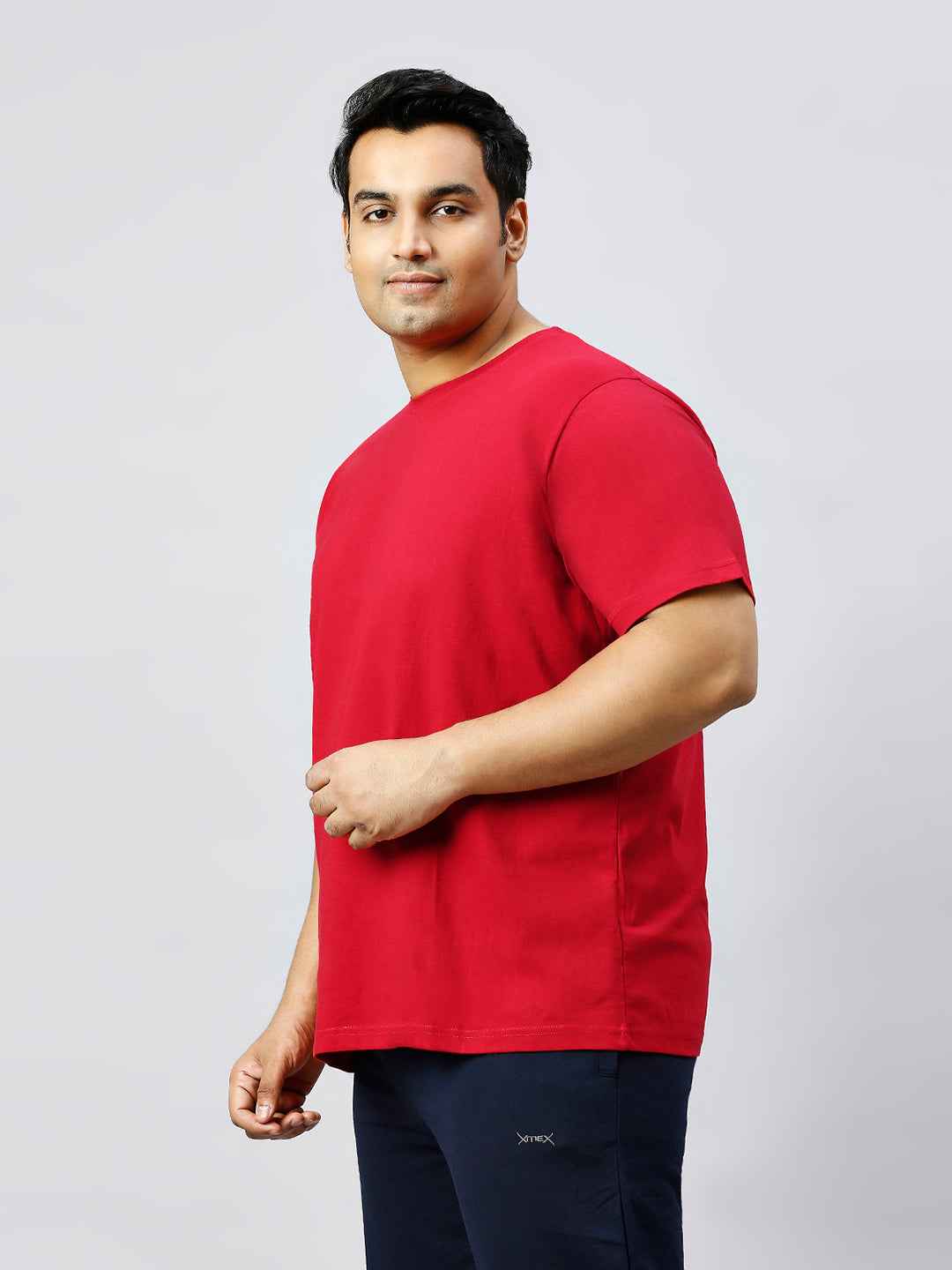 Men's Plus Size Solid Round Neck T-shirt Maroon