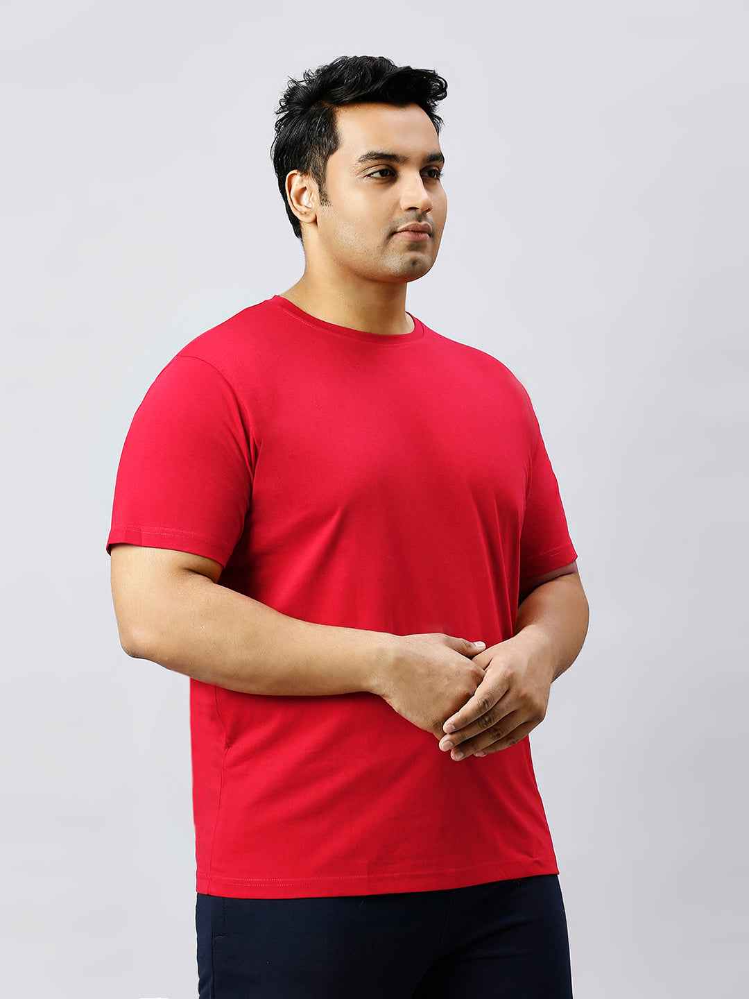 Men's Plus Size Solid Round Neck T-shirt Maroon