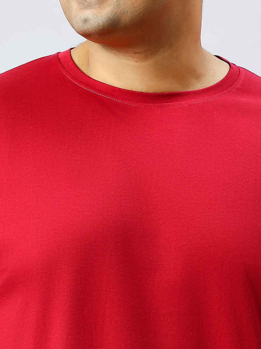Men's Plus Size Solid Round Neck T-shirt Maroon