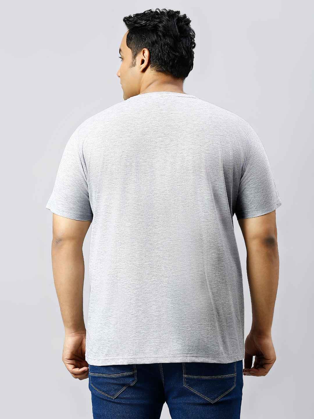 Men's Plus Size Solid Round Neck T-shirt Grey Milange